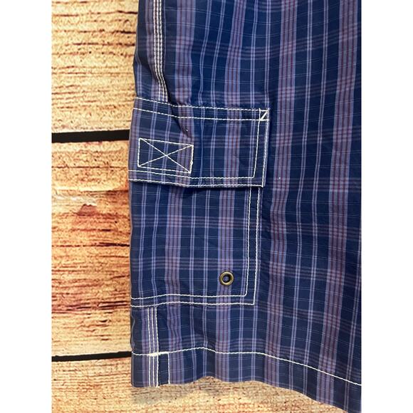 Polo Ralph Lauren Board Shorts Mesh Lining Blue Purple Plaid Men's 2XB 2X Big - Picture 2 of 5